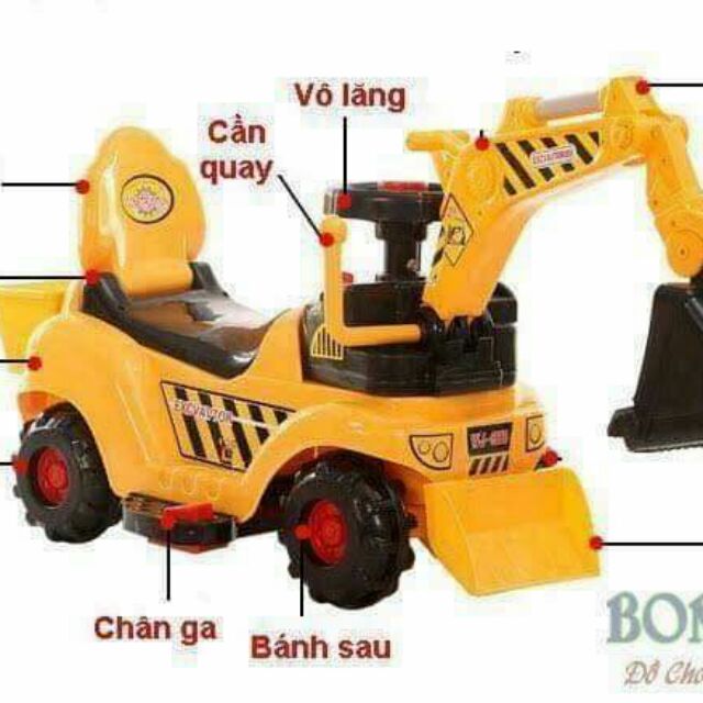 Xe cẩu-Máy xúc chòi chân có nhạc 2 trong 1 dành cho bé yêu (Kenshop)