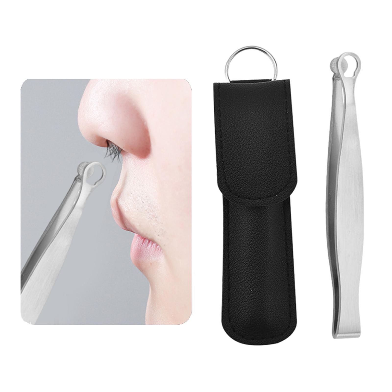 Stainless Steel Nose Hair Tweezers, Round Tip Pocket Size Water Resistant Eyebrow Clippers for Nose Cleaning Makeup Women Men Sideburns