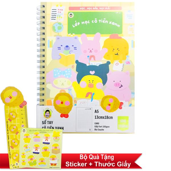 Sổ Tay Lò Xo A5 Kẻ Ô Vuông 100 Trang 100gsm - Cô Tiên Xanh - Lớp Học Cô Tiên Xanh