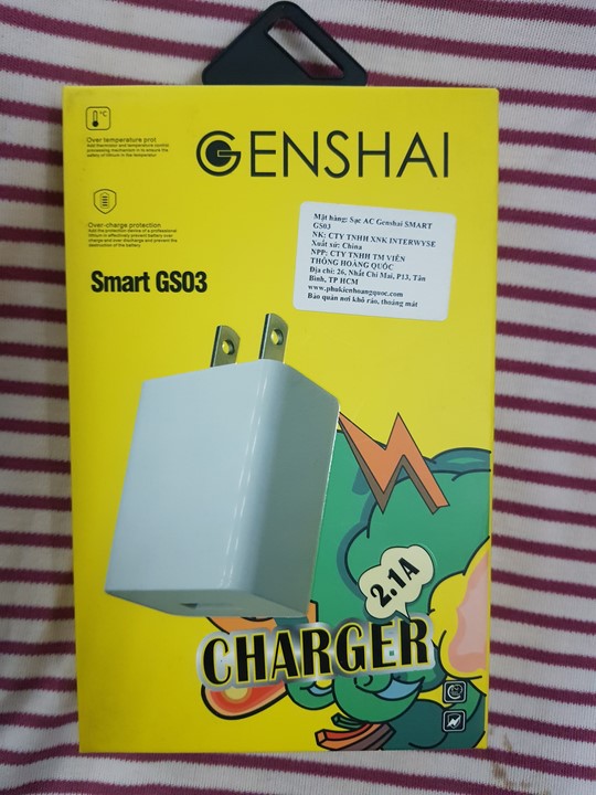 Cóc sạc Genshai smart GS03 - Cốc sạc nhanh 2.1A - Hàng chính hãng