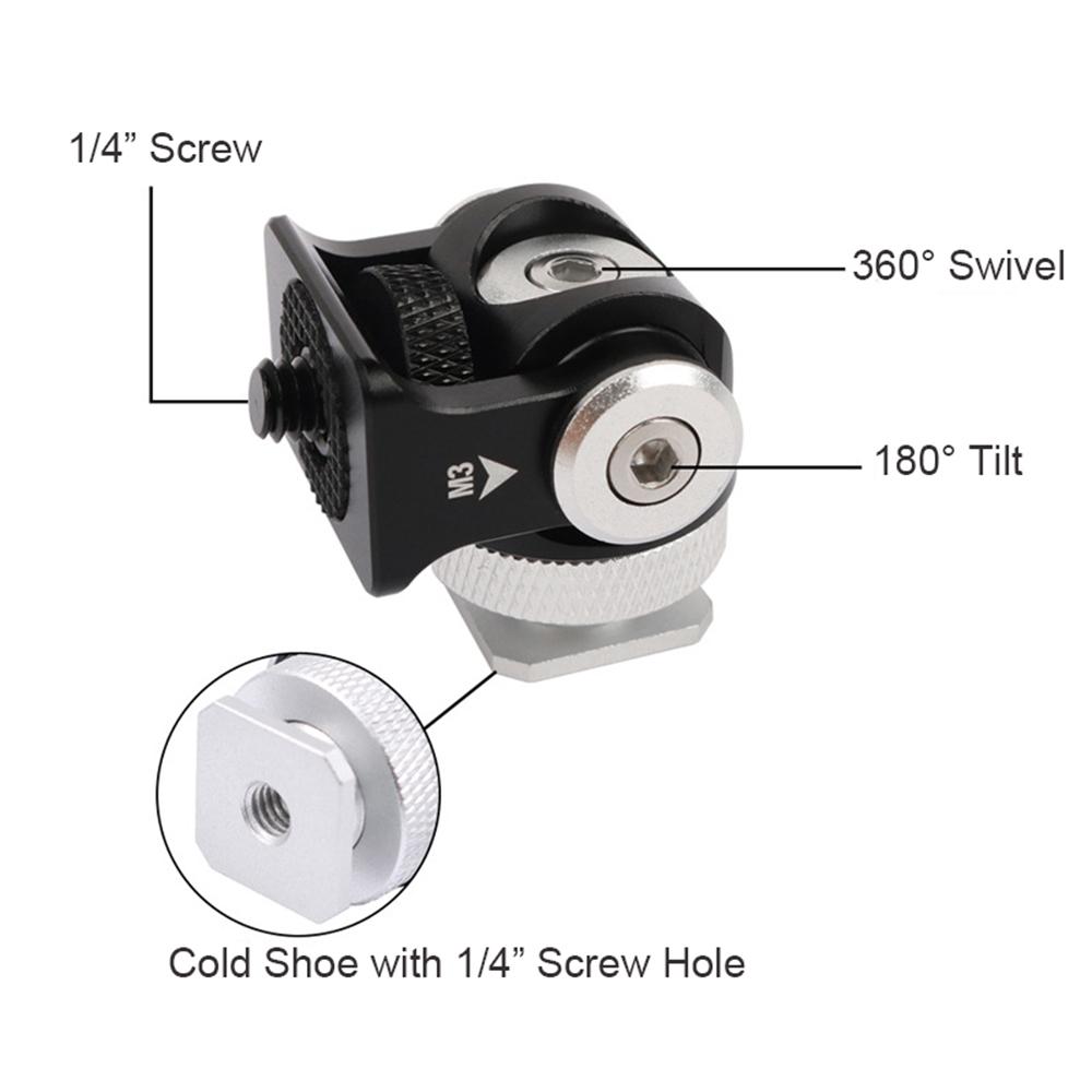 Giá đỡ dạng kẹp mini bằng Hợp kim Alumimun 1/4 inch đầu nối trục vít cho máy ảnh DSLR, Màn hình video,Đèn LED
