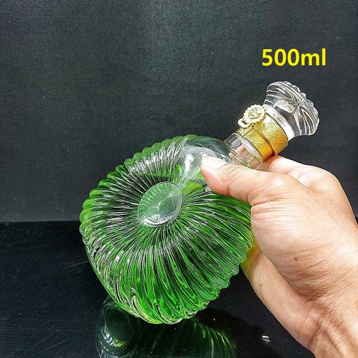 Combo 2 vỏ chai thủy tinh 750ml – 500ml cao cấp mẫu X-O ĐẾ VƯƠNG – chưng bàn ăn vô cùng sang trọng, quý phái