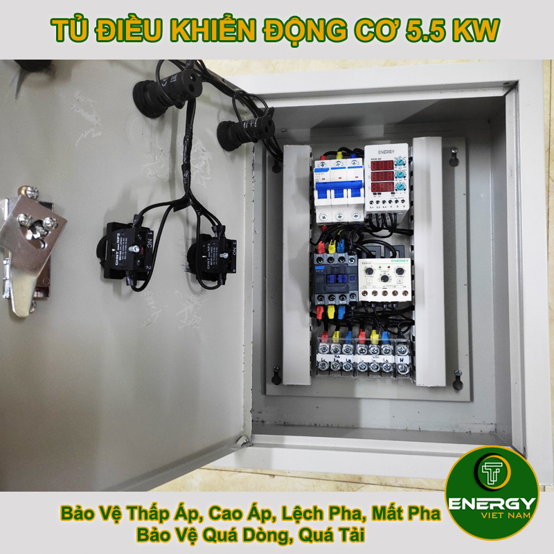 Tủ Điều Khiển Động Cơ 5.5kW - Bảo Vệ Thấp Áp, Cao Áp, Lệch Pha, Quá Dòng