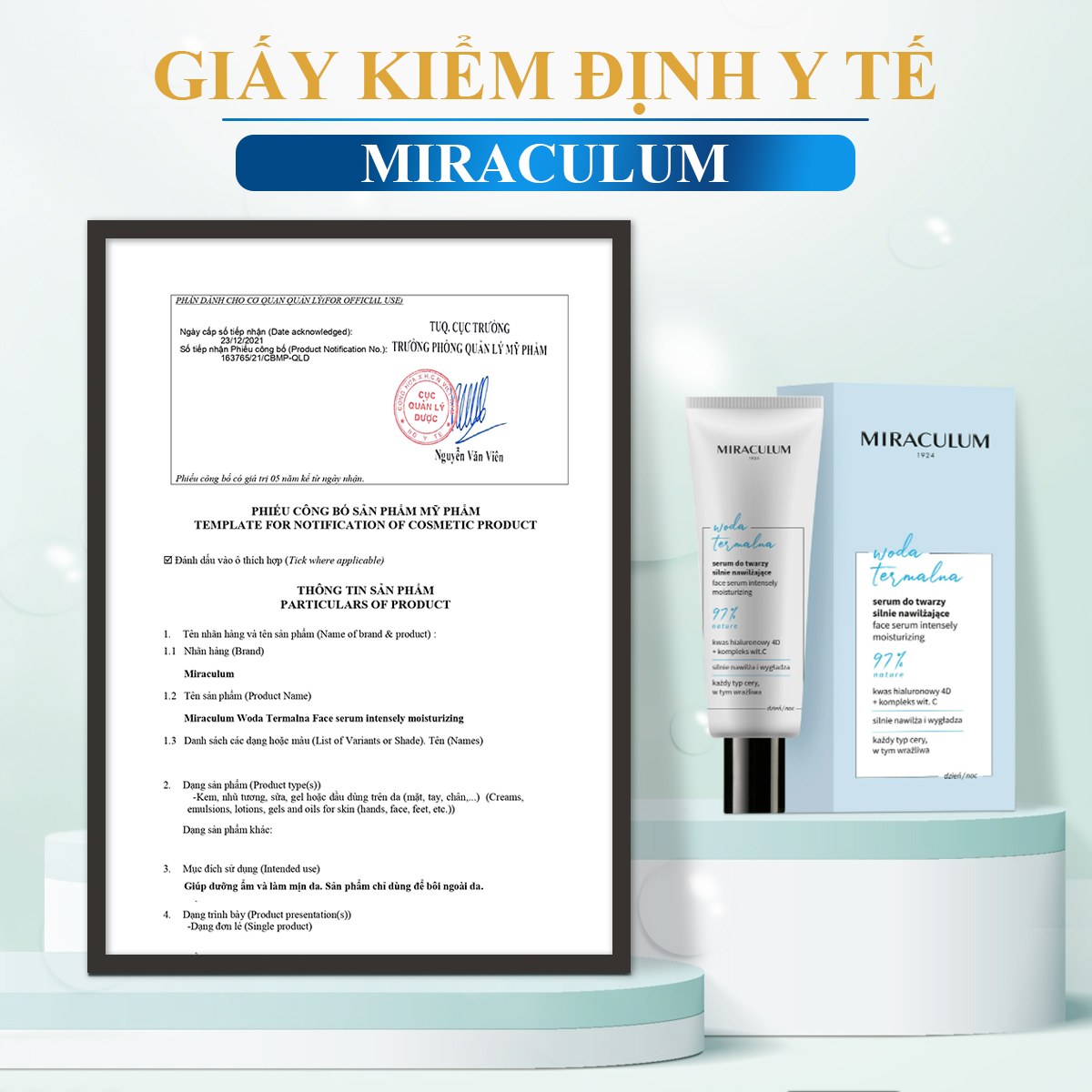 Serum MIRACULUM HA 4D Phục Hồi Da Chuyên Sâu Làm Sáng Da Chống Lão Hoá Giúp Da Đàn Hồi Săn Chắc 30ml