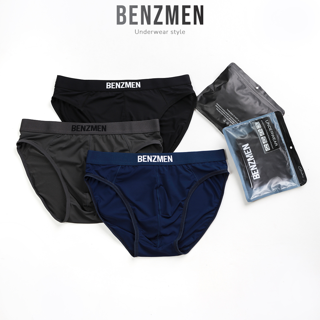 COMBO 5 Quần Sịp Nam Thông Hơi Dáng Briefs, Quần Lót Nam Tam Giác Benzmen Có Lỗ Thoáng Khí, Khử Mùi Mồ Hôi Hiệu Quả Vượt Trội -BENZMEN BF02