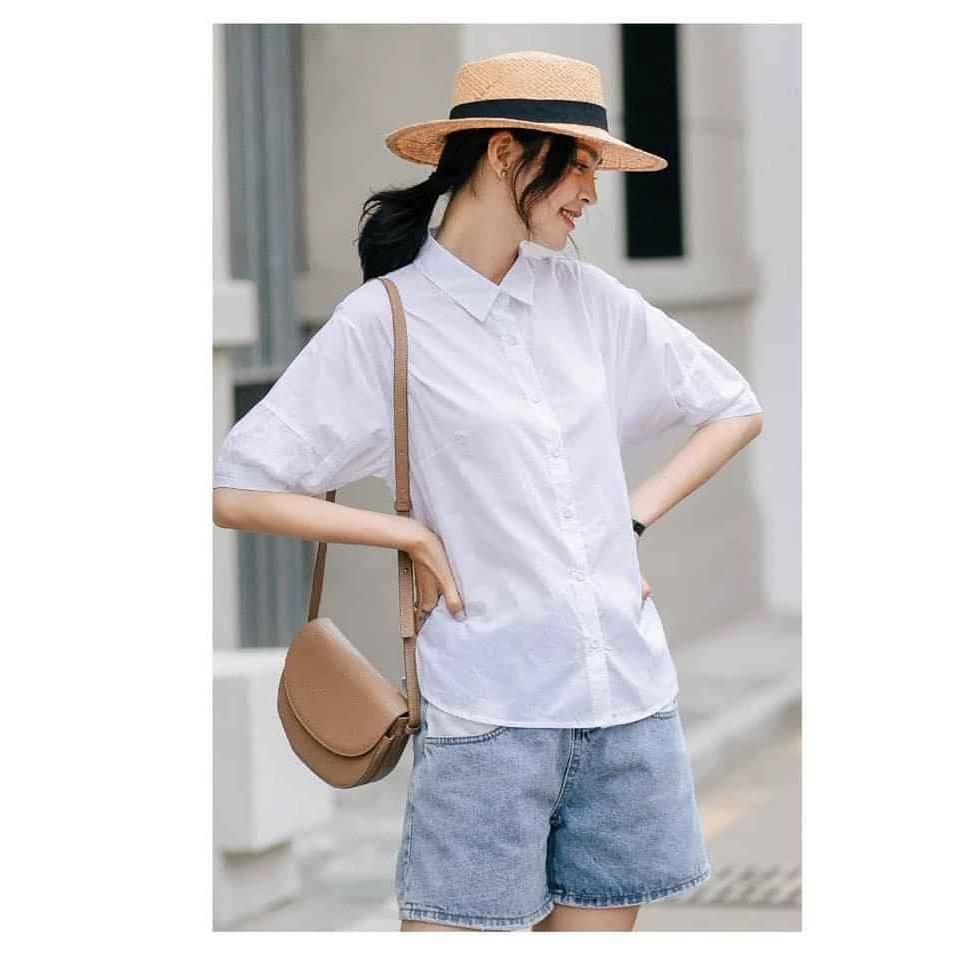 Áo sơ mi nữ tay bồng - Vải tơ ý cao cấp mềm mịn - phong cách Hàn quốc thanh lịch và quyến rũ