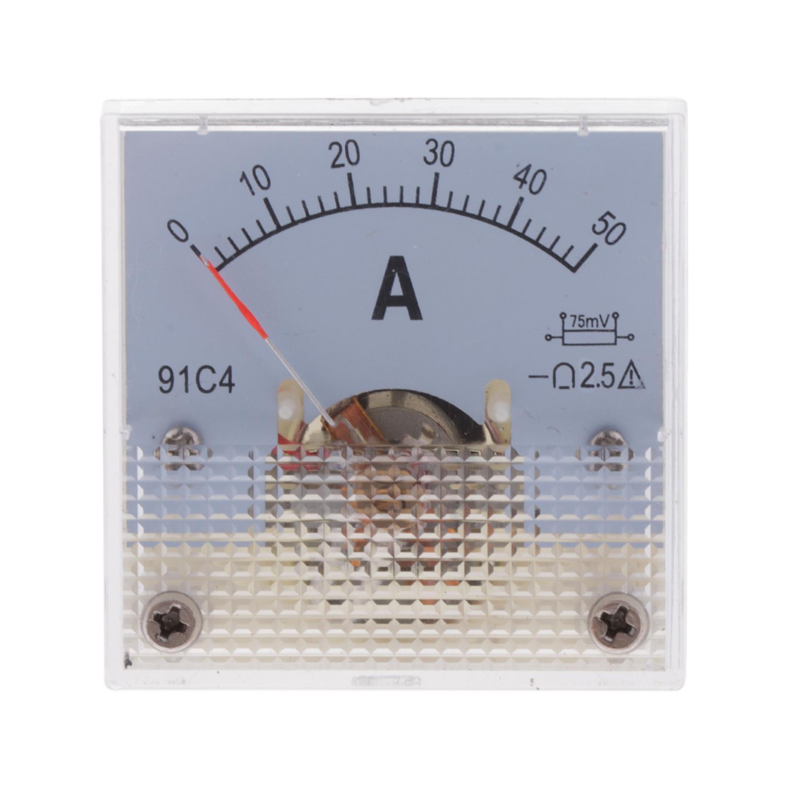 2Pcs DC Ammeter Analog Panel Meter Amp Meter Current Panel Meter Gauge 50A