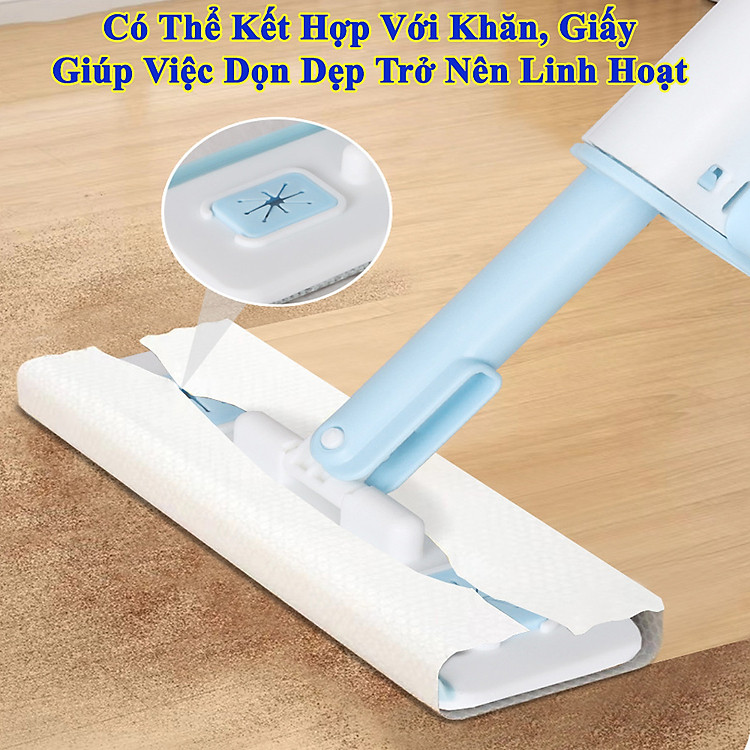 Cây Lau Đa Năng Mini Cây Lau Nhà Tự Vắt, Đầu Xoay 180 Độ Lau Bàn Bếp, Phòng Tắm, Lau Kính, Cây Lau Bếp Kèm 2 Bông Lau - Giao Màu Ngẫu Nhiên