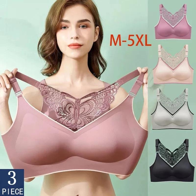 3 Plus Kích Thước Áo Ngực Kích Thước Áo Bralette Liền Mạch Nữ Áo Ngực Làm Đẹp Bướm Lưng Push Up Bra 3XL 4XL 5XL không Dây Quần Lót