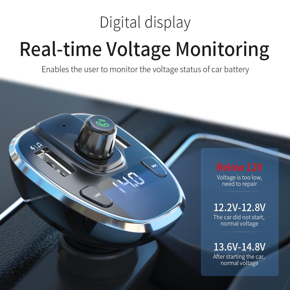 Essager USB Bộ sạc xe hơi Bluetooth 5.0 Bộ dụng cụ xe hơi FM FM MP3 U Disk TF Card Player Điện thoại di động cho Auto