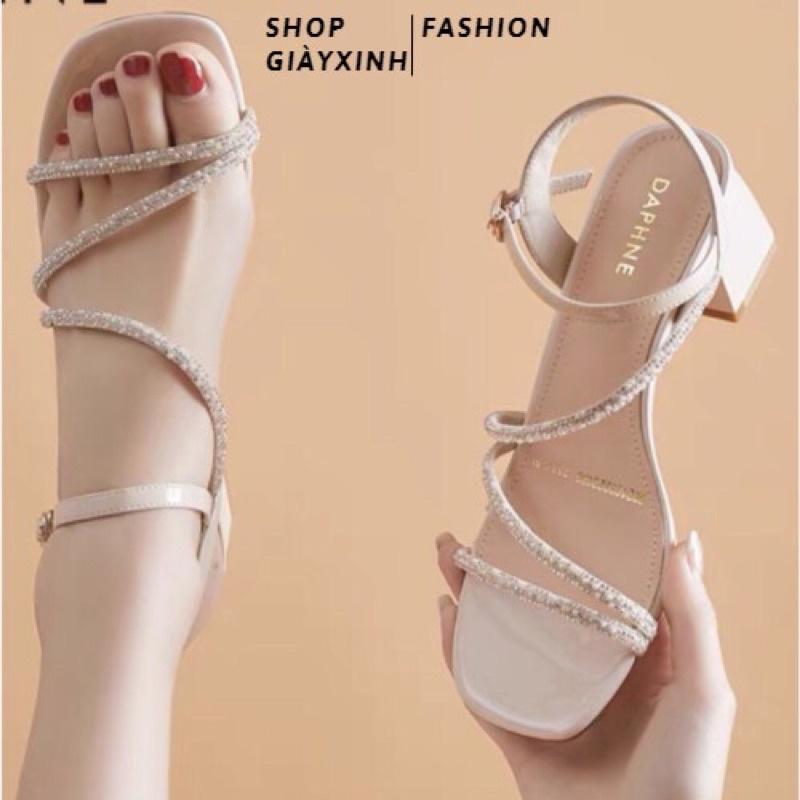 Sandal quai đính đá sang trọng gót 5 phân rễ phối đồ cho chị e đi dự tiệc Mã T22