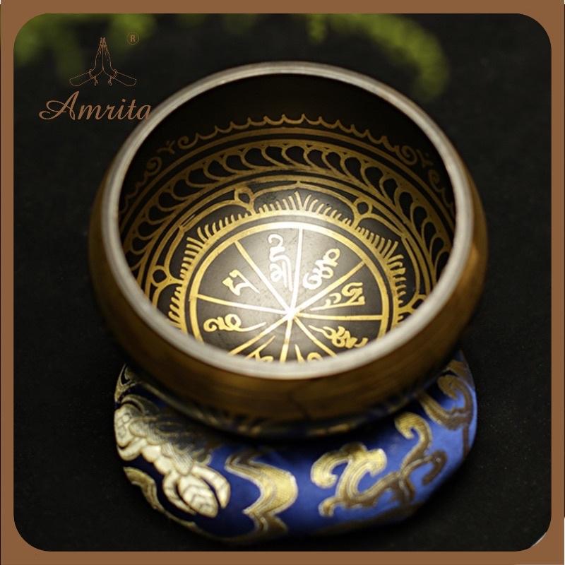 Chuông xoay Tây Tạng - Singing Bowl - Chuông bát xoay xanh Tây Tạng - Chuông bát xoay Nepal - Amrita