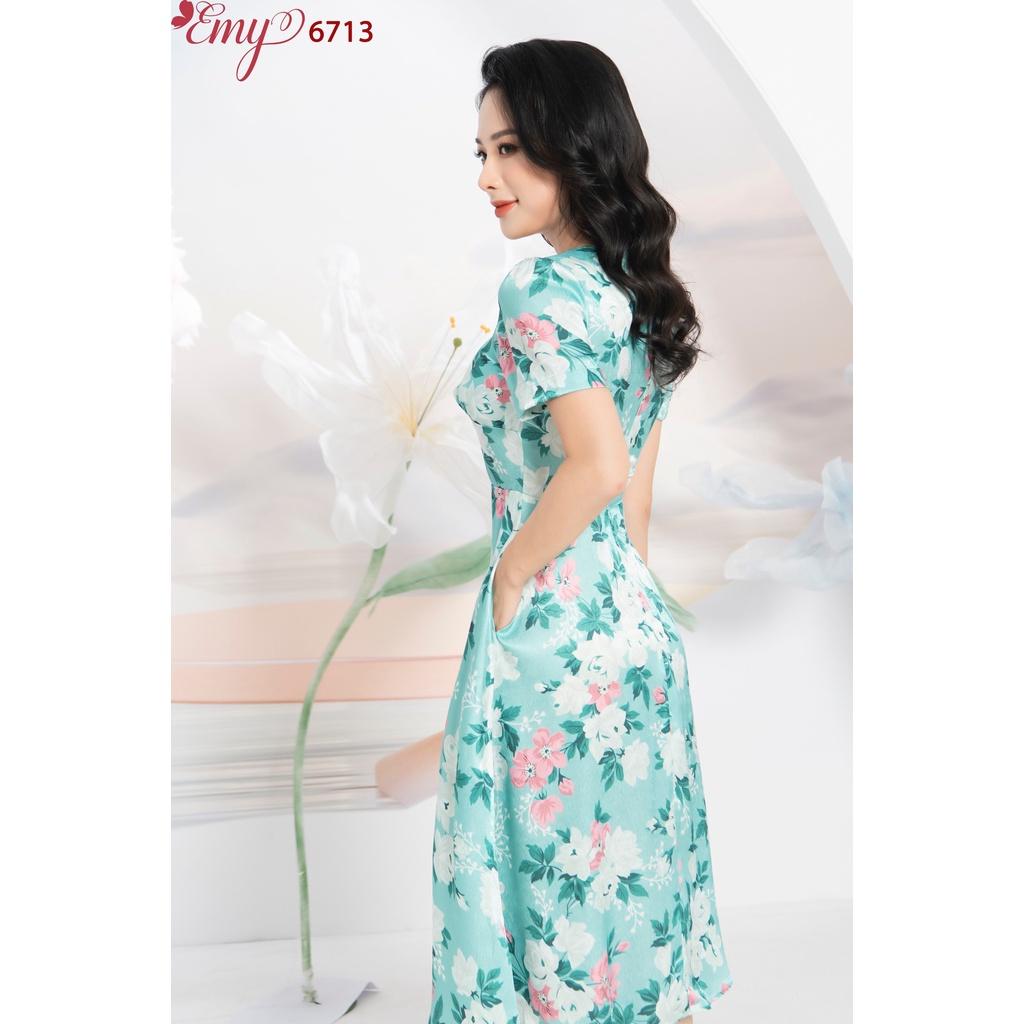 Đầm EMY EM6713 Xoè Nhún Cúp Ngực