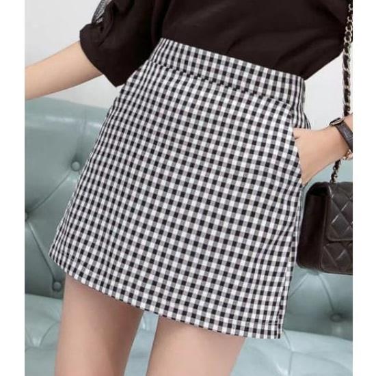 Chân Váy Chữ A kẻ caro dáng ngắn thời trang công sở