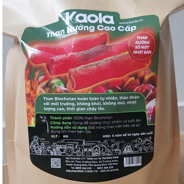 0,5kg Than Nướng Không Khói Cao Cấp Binchotan Kaola, chuyên dùng cho nhà hàng, BBQ