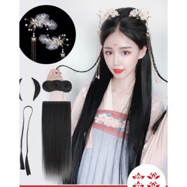 Tóc giả cổ trang mềm mượt tự nhiên