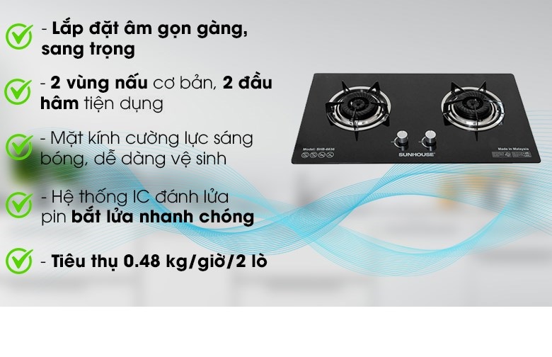 Bếp ga âm Sunhouse SHB-6636 - Hàng Chính Hãng
