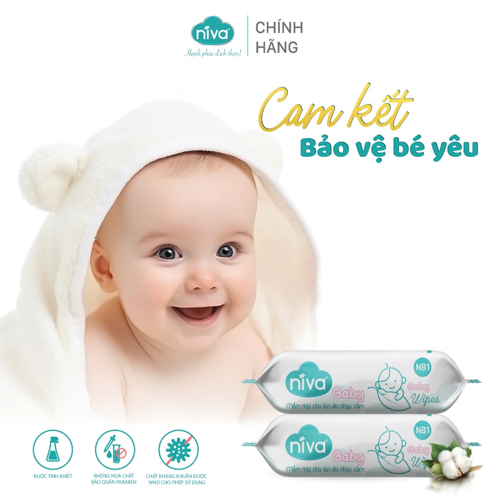 Khăn Ướt Niva Baby 80 Tờ NB1 Đa Năng, Tiện Dụng, Diệt Khuẩn, An Toàn Cho Trẻ Sơ Sinh Phụ Nữ Mang Thai