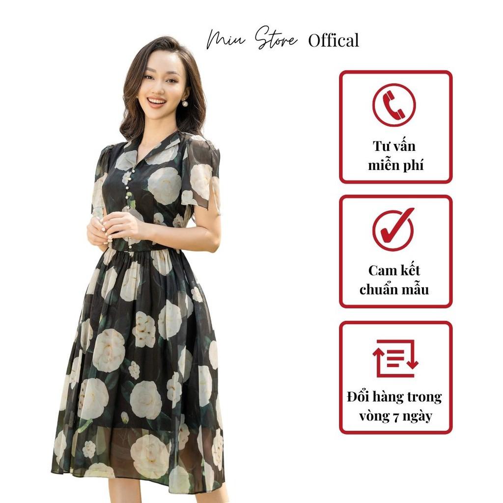 Đầm nữ thiết kế cao cấp tay ngắn dáng dài công sở MIUSTORE D00217