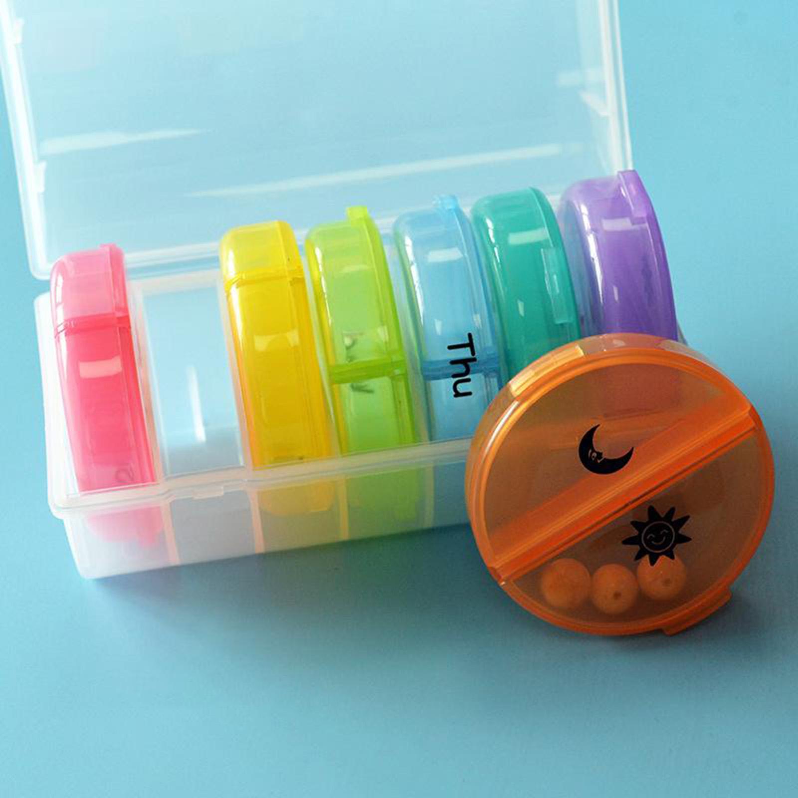 Rainbow Design Portable Seven-Day Pill Box Medicine Case Organiser for Vitamins Fish Oil