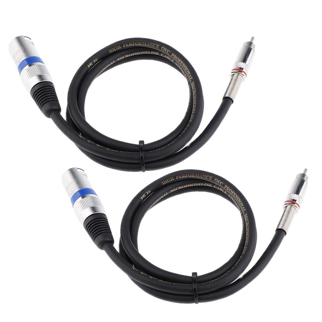 2Piece Phono RCA to XLR Male Cord HiFi Stereo Audio Connector Cable 3.3FT