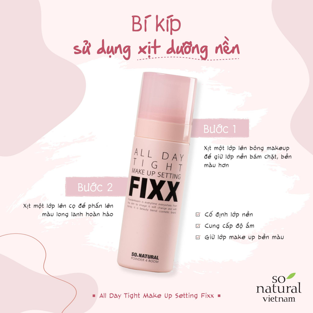 Xịt Nền Trang Điểm So Natural All Day Tight Make Up Setting Fixx 35ml