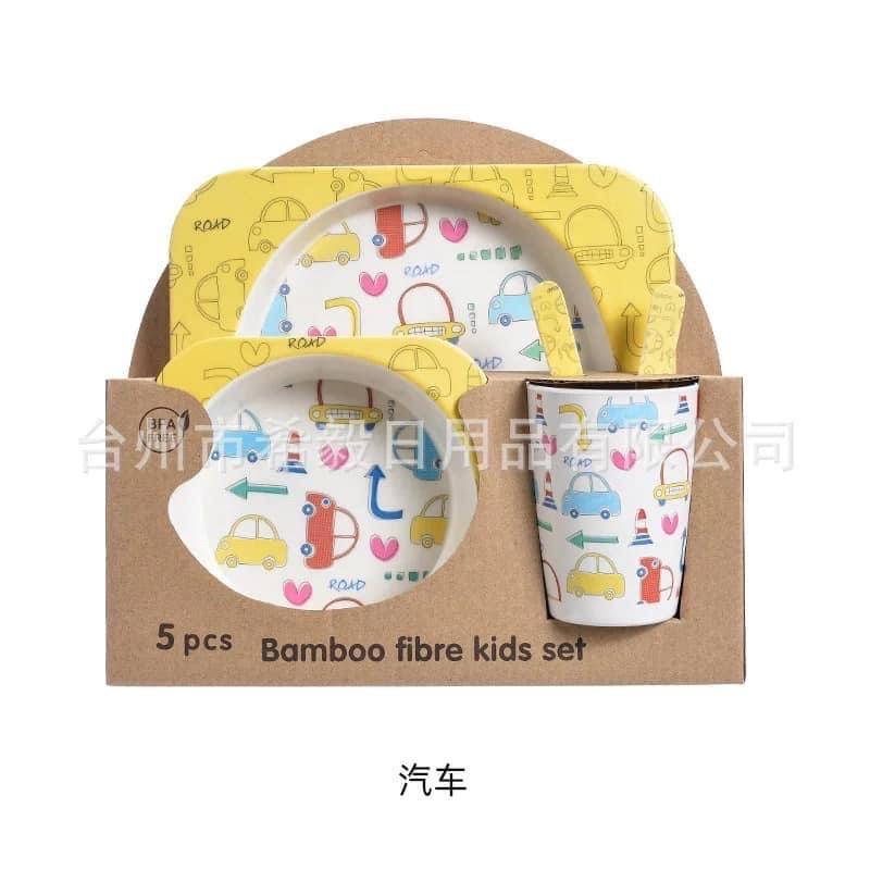 Khay 5 Món Đồ Bát Đĩa Cốc Cho Bé Bữa Ăn Ngon