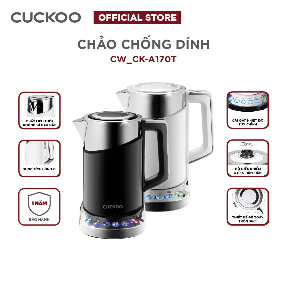 Bình đun siêu tốc đa năng Cuckoo CK-A170T dung tích lớn 1.7L - 1850W - Điều chỉnh nhiệt độ nước - Hàng chính hãng