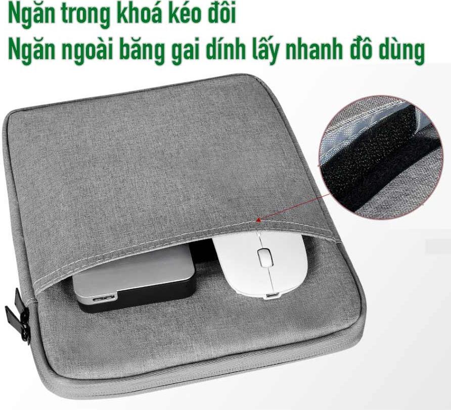 Túi chống sốc 2 ngăn vải chống thấm ướt cho iPad, máy tính bảng 8 inch, 9.7 inch, 10.2 inch, 10.5 inch, 11 inch-Hàng chính hãng