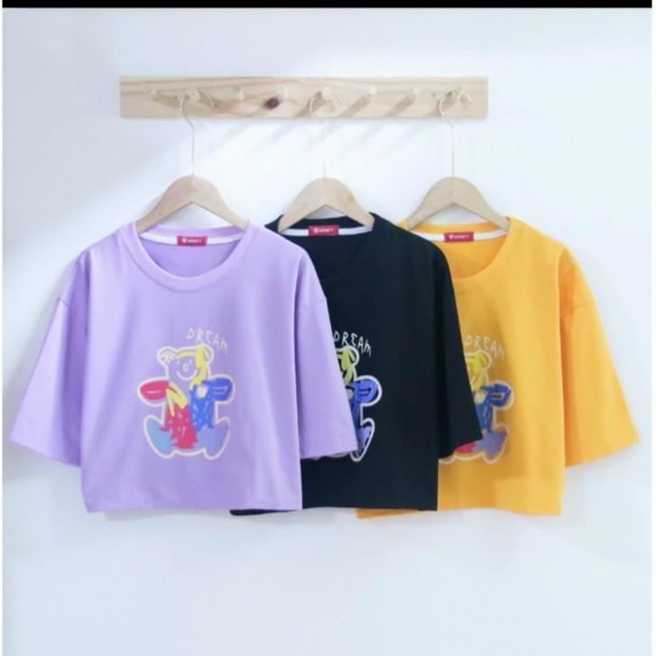 Aó croptop hình con gấu cổ tròn frieesze từ 45-65 kg