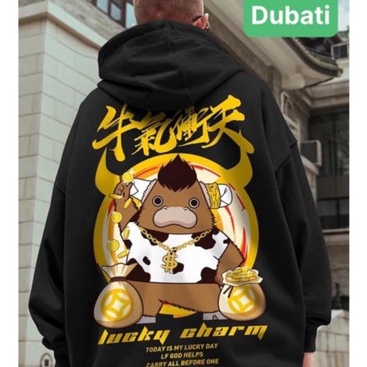 Áo Hoodie Nam Nữ Phong Cách Unisex In Hình Trâu Vàng From Rộng- DUBATI FASHION