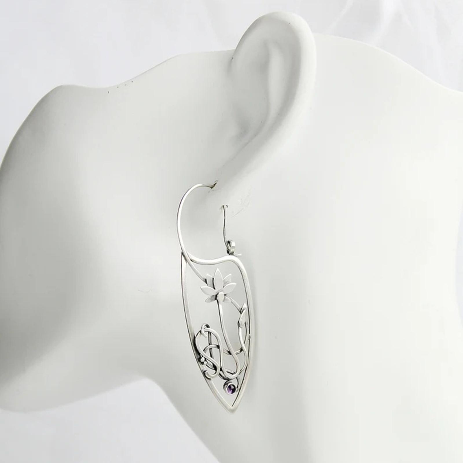 Ethnic Style Earrings Eardrop Delicate Jewelry Antique Flower for Holiday