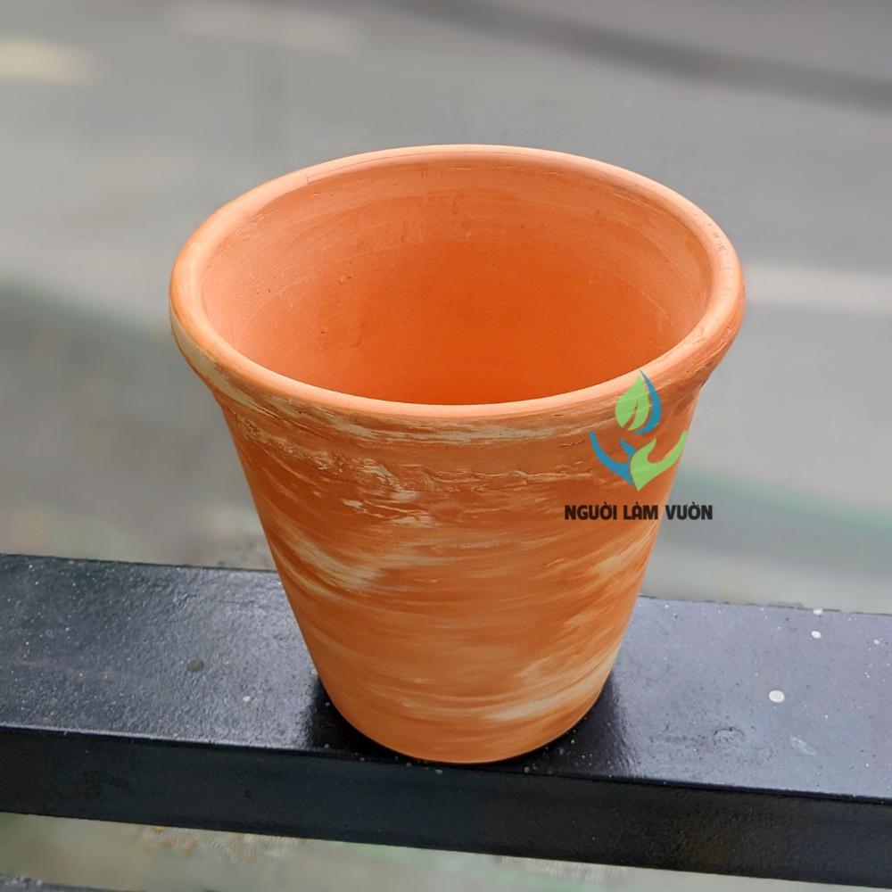Chậu đất nung kiểu ly rèm họa tiết marble trồng hoa tết, trồng cây trang trí size 14x15cm - Người Làm Vườn
