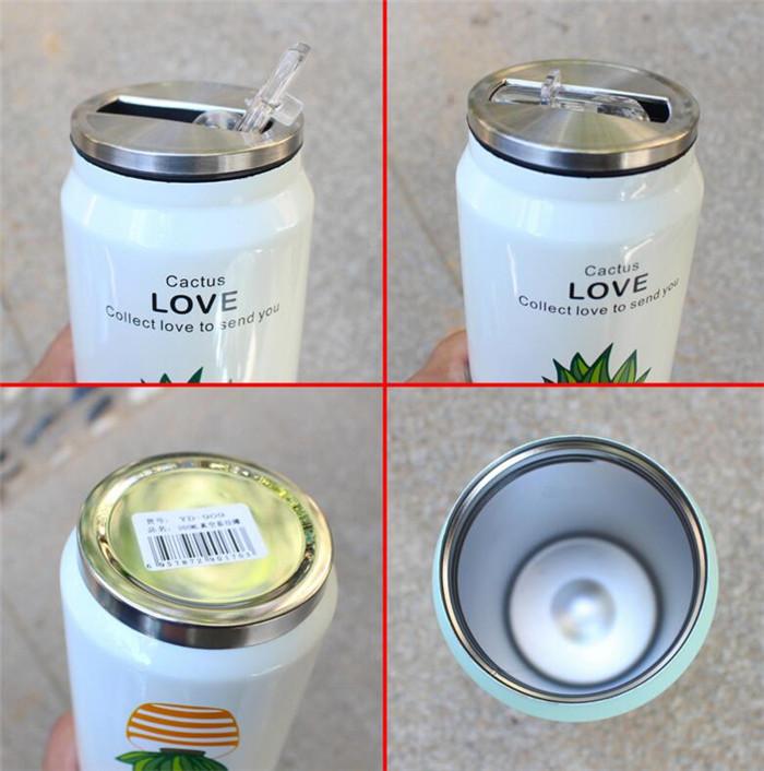 Dễ Thương Vật Có Hoa Văn Ống Hút Giữ Nhiệt Cốc Chân Không Bình Giữ Nhiệt Bình Sữa Cho Trẻ Em Lon Cốc Thermocup 300Ml