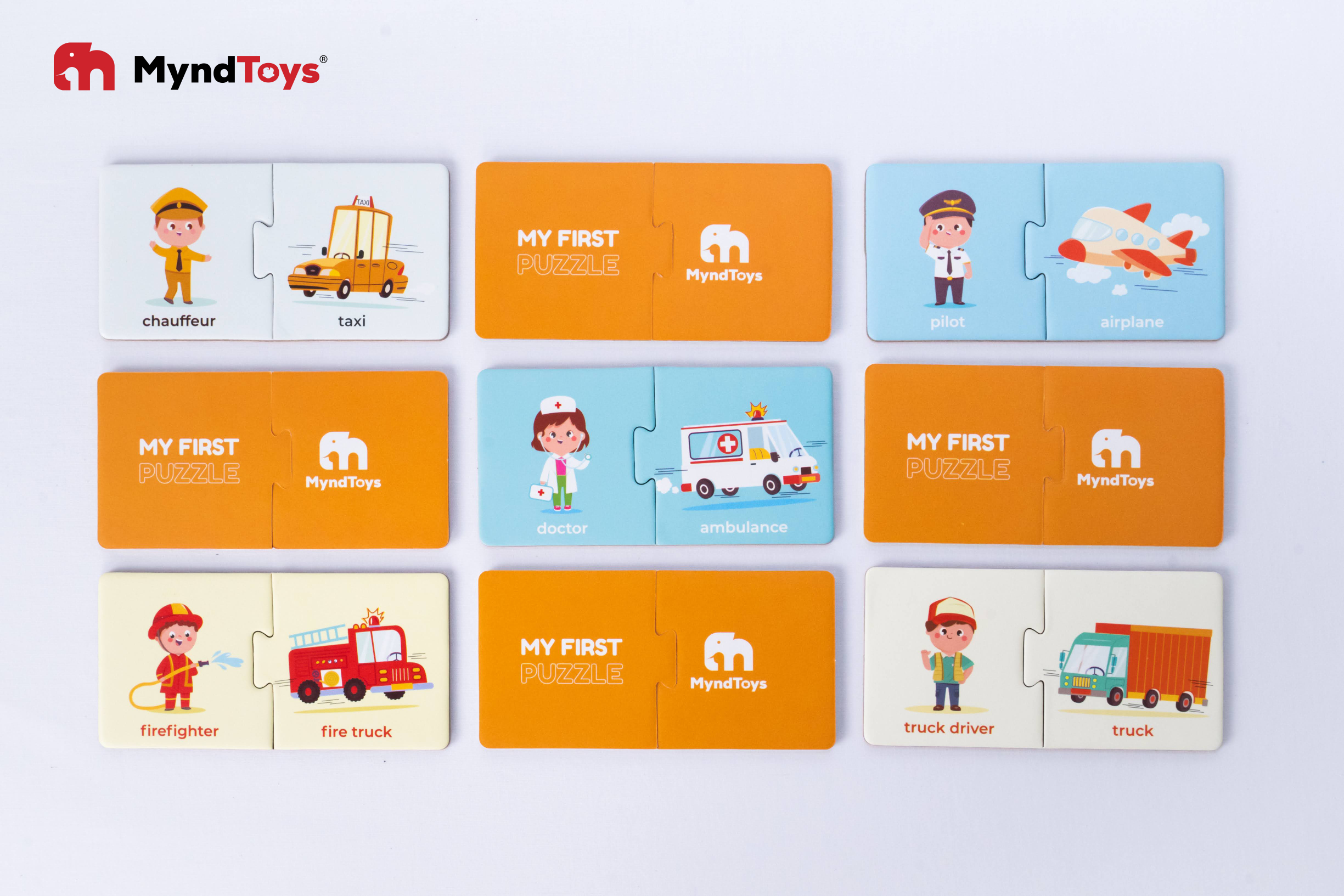 Đồ Chơi Xếp Hình MyndToys My First Puzzle - Jobs &amp; Transportation (Chủ Đề Nghề Nghiệp) Dành Cho Bé Trên 2 Tuổi