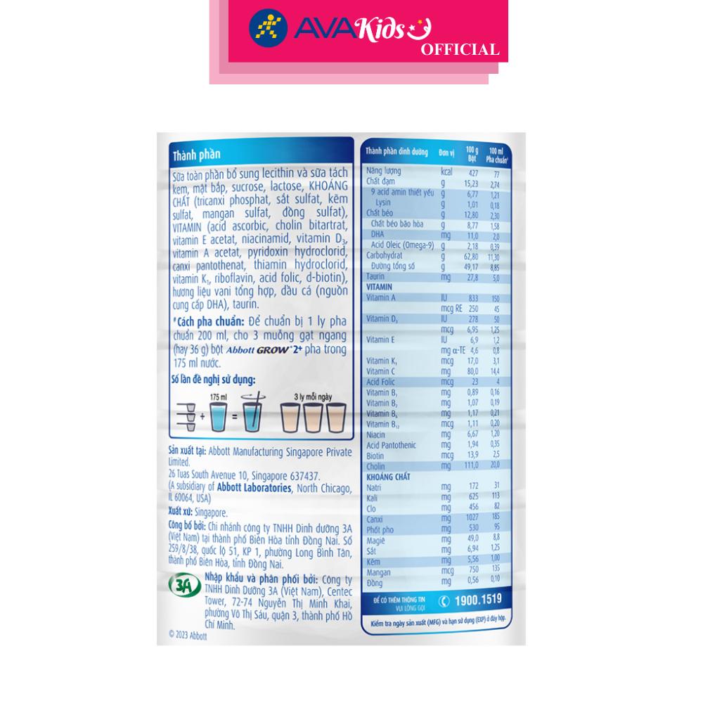 Sữa bột Abbott Grow 2+ hương vani 1.6 kg (từ 2 tuổi)