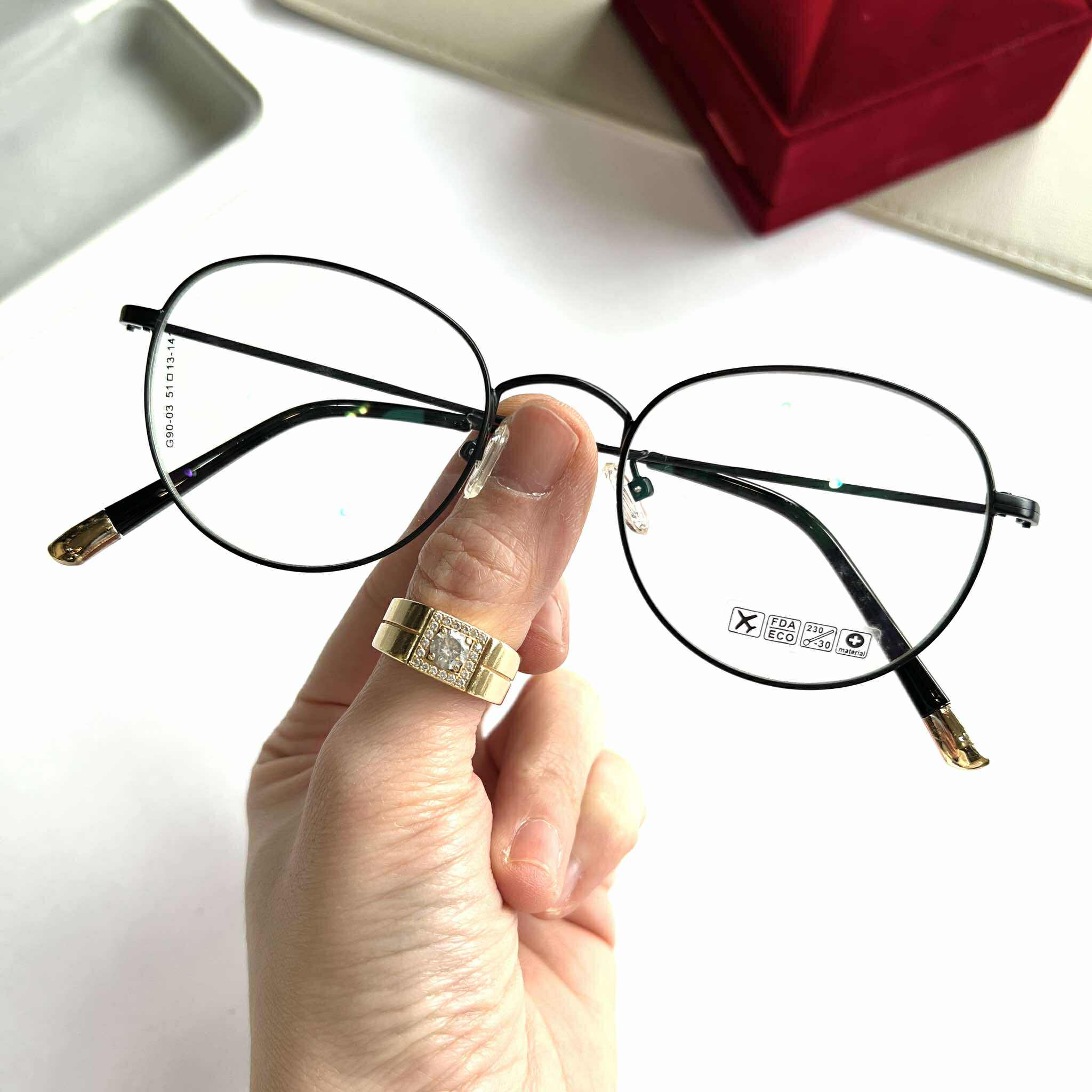 Kinh gọng kim loại dáng bầu nhỏ xinh chất liệu kim loại