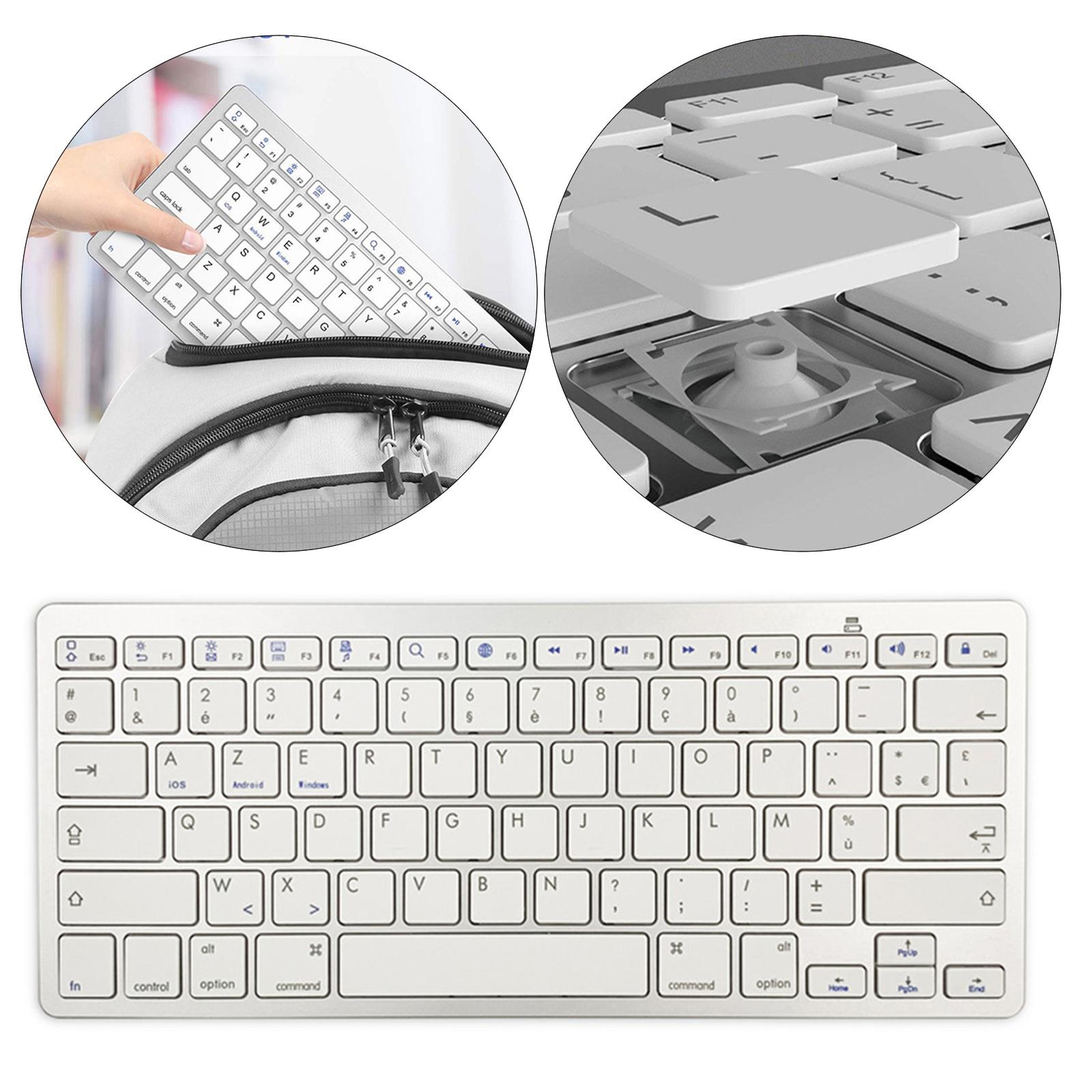 UltraThin 78 Key Wireless Bluetooth Keyboard French for IOS/Android/Windows