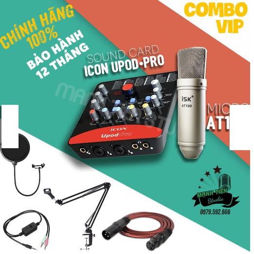 Bộ micro ISK AT100 + Soundcard ICON PRO - thu âm, hát karaoke, livetream fb, bigo - âm thanh mượt mà