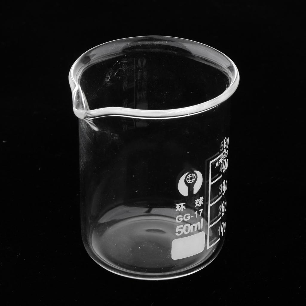 2x2PCS Laboratory Beaker Borosilicate Glass Measuring Cup Scale Beaker 50ml