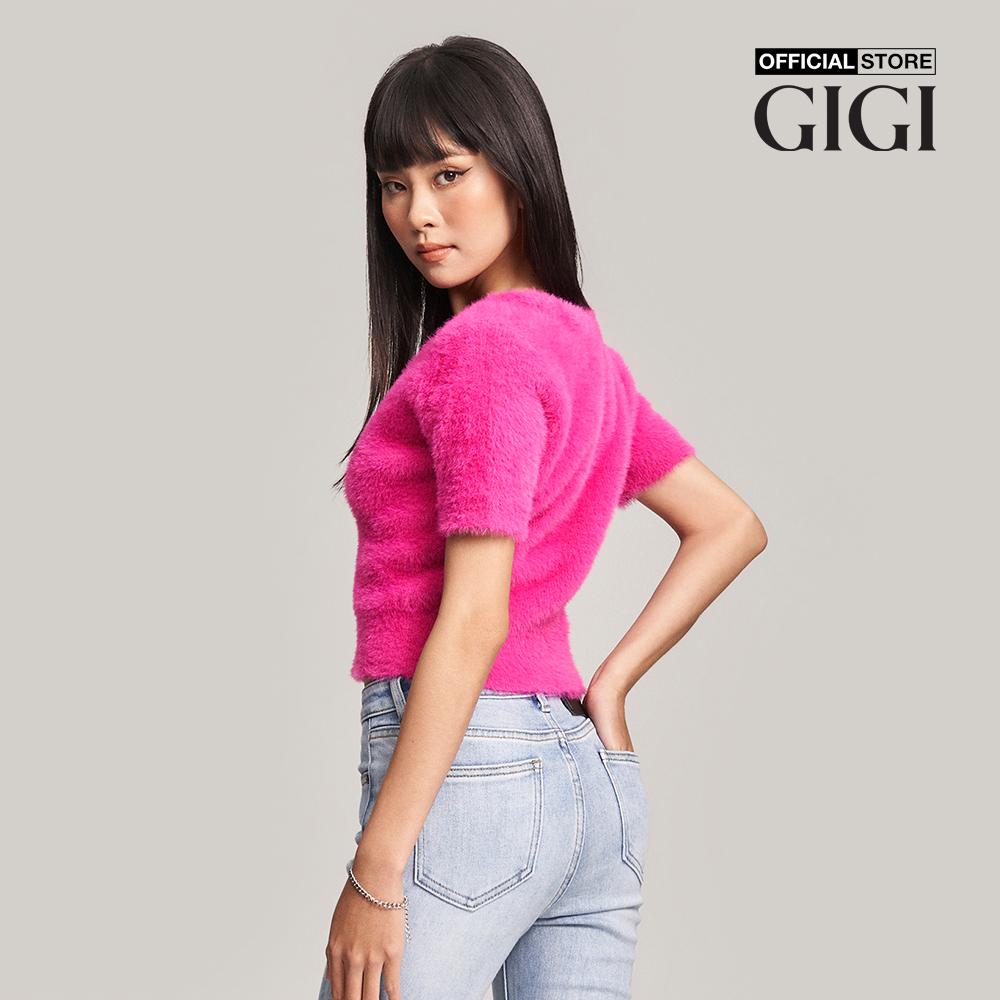 GIGI - Áo dệt kim nữ tay ngắn cổ V nữ tính G1303K222711