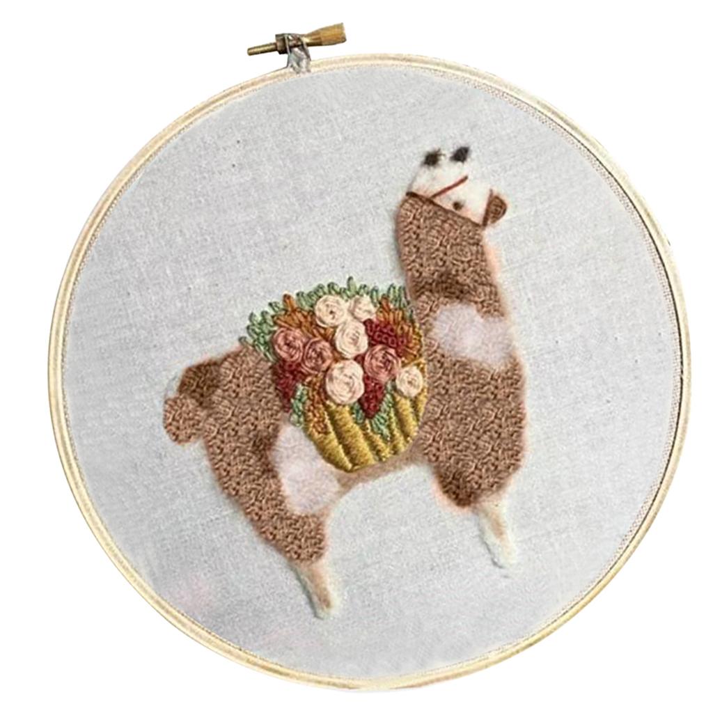 2 Set Embroidery Starter Kit with Pattern Cross Stitch Kits - Cute Alpaca