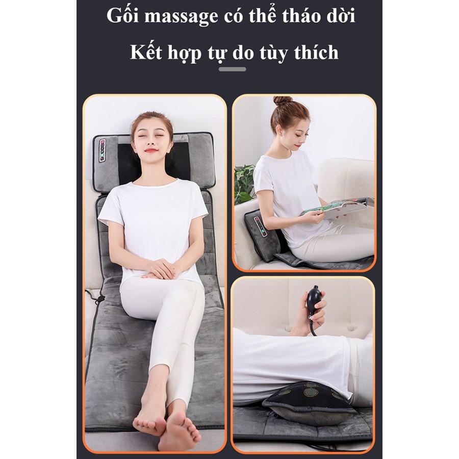 Đệm Massage Toàn Thân Hồng Ngoại Phiên Bản 2021 Đa Điểm Rung Cao Cấp - Tặng Túi Thảo Dược