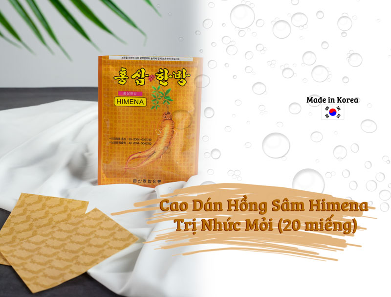 Combo 5 Gói Cao Dán Hồng Sâm Hàn Quốc Hinema (1 Gói Gồm 20 Miếng Dán)