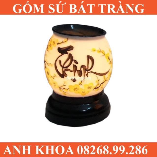 Đèn tinh dầu chữ và tam giác - Gốm sứ Bát Tràng Anh Khoa