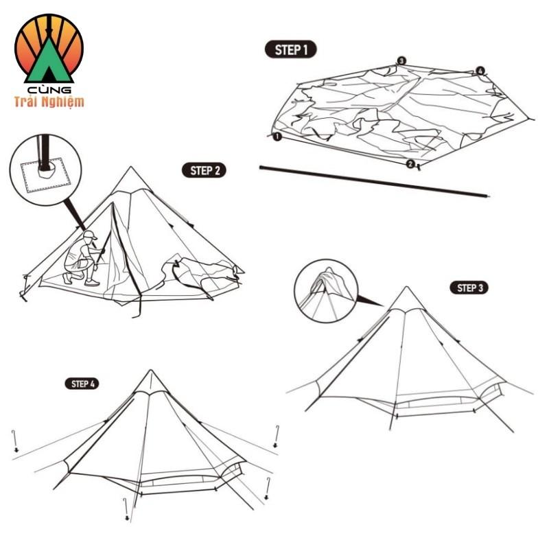 Lều Dã Ngoại Glamping NatureHike Brighten 6.4 Chống Nắng NH20ZP004