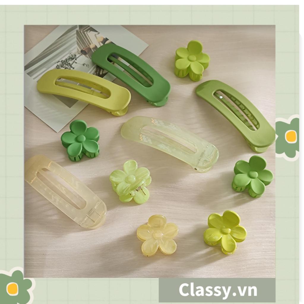 Kẹp tóc càng cua Classy cỡ nhỏ hình bông hoa màu xanh PK1170