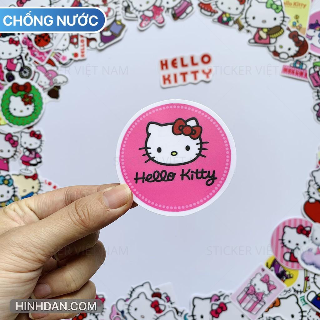 Sticker HELLO KITTY - Dán Trang Trí - Chất Liệu PVC Cán Màng Chất Lượng Cao Chống Nước, Chống Nắng, Không Bong Tróc Phai Màu