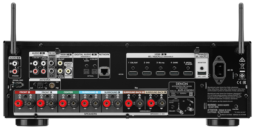 Ampli xem phim đa kênh DENON AVR X1600H - Hàng chính hãng