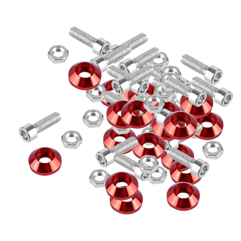 Red Aluminum Bumper Washer Engine Bay Screw Dress Up